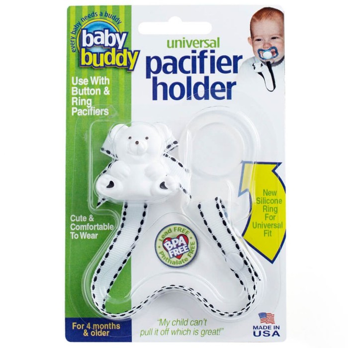 Universal Pacifier Holder Stitches - WhitE-Black