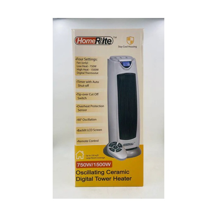 750w - 1500w Oscillating Ceramic Tower Indoor Space Heater - Electric Fans