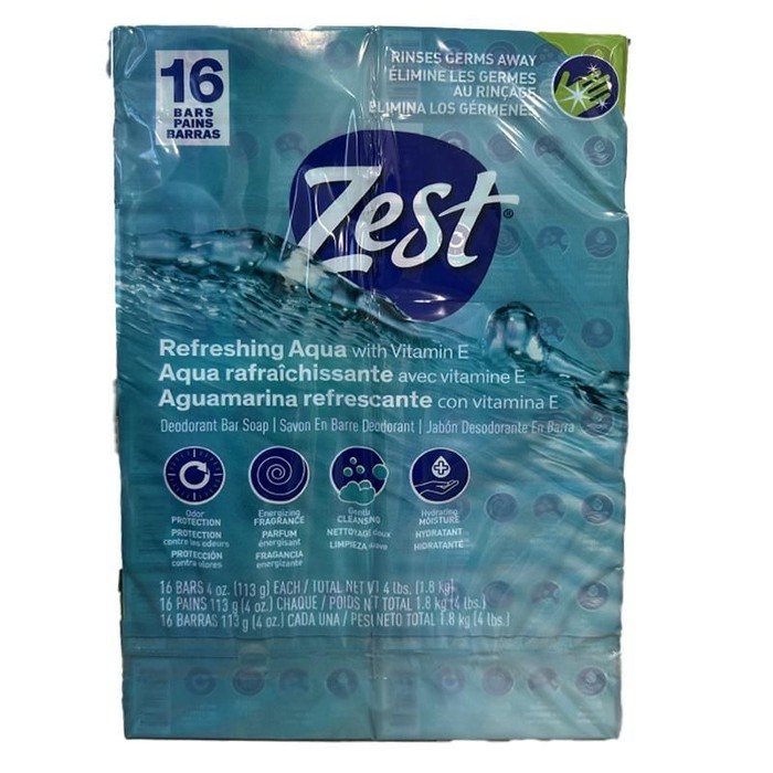 16Count 4oz Zest Bar Soap Aqua