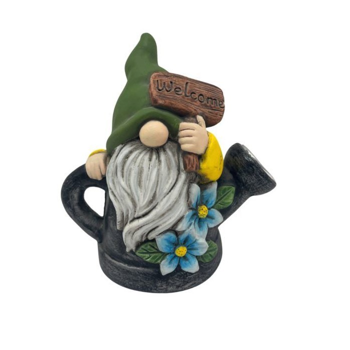 8 pieces 5 Inch Welcome Solar Garden Gnome Statue With Watering Can Led Light - Garden Tools