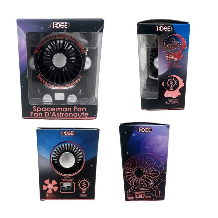 8 pieces Black And Silver Usb Rechargeable Astronaut Desktop Fan - Electric Fans