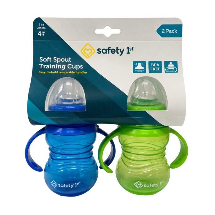 8 pieces Safety First 2-count 9oz Soft Spout Sippy Cups With Handles In Blue & Green - Baby Bottles