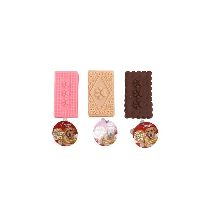 Dog Toy Squeaker Vinyl Wafer Cookie 3 Assorted In Pdq Ref #409100