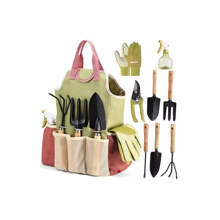 9-piece Complete Garden Tools Set with Storage Bags Outdoor Lightweight Portable Ergonomic Combination Complete Gardening Tool