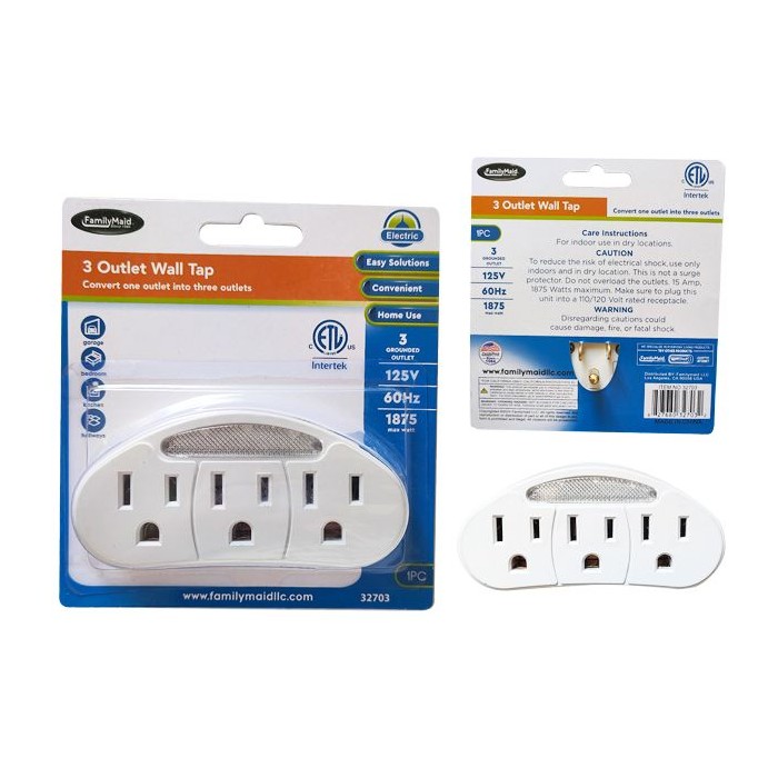3outlet Wall Tap Etl W/ Led 125v 60hz 15a 1875w