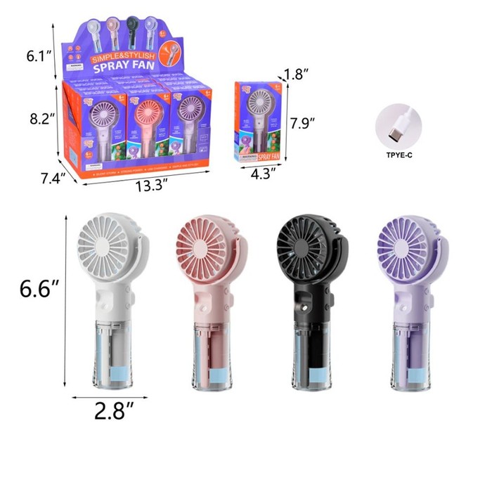 6.6-Inch Mini Rechargable Spray Mist Fan