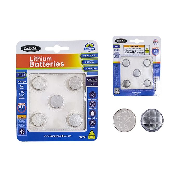 Button Batteries 5-Piece Lithium Cr2032 3v