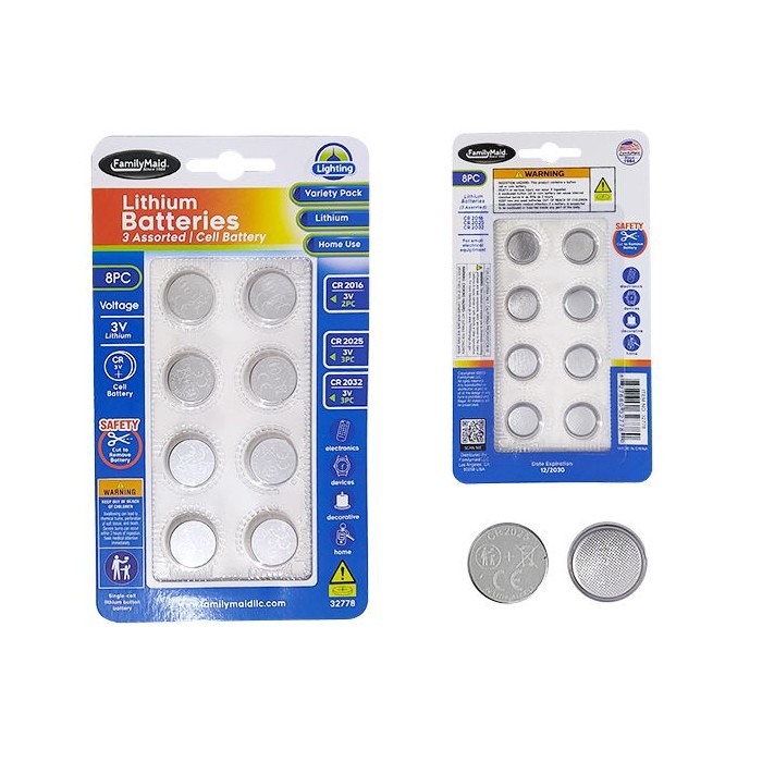 Button Batteries 8-Piece Lithium