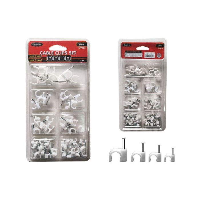 Cable Clips 50pc Approx 6.8.10.12 Size
