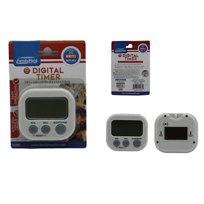 Kitchen Digital Timer 2.8-inchx2.6-inchx0.79-inch White Grey