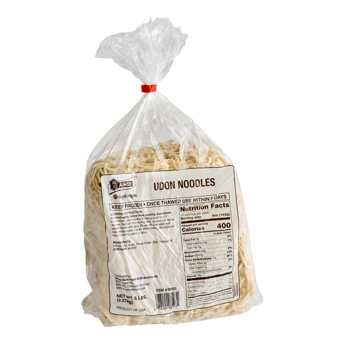 Amoy Royal Dragon Pre-Cooked Udon Noodles 5 lb. - 4/Case