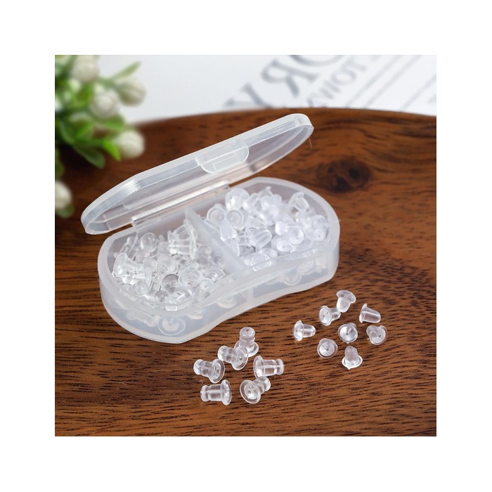 1 Box - 2 Types Of Transparent Soft Silicone Earrings Back Plug-in DIY Earring Accessories