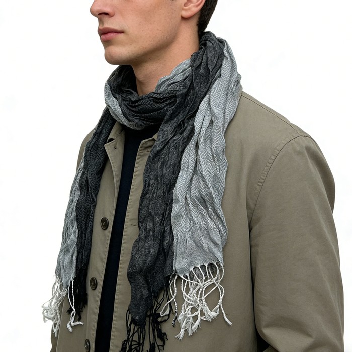 2pcs Grey Winter Jacquard Polyester Long Scarf,vacation,daily Life,evening Party,Office Appropriate Subtlety For Women Men,for Casual Outfits
