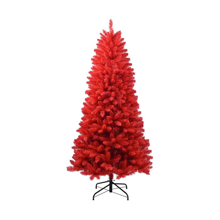 Artificial 5ft Red Christmas Tree With 624 PVC Branch Tips, Hinged Premium & Foldable Base For Indoor Holiday Decorating