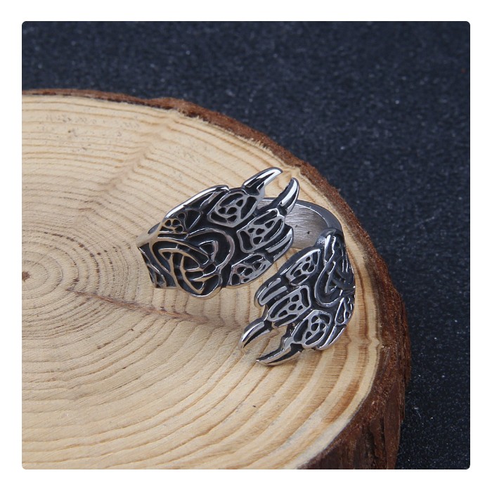 Asgard Crafted Handcrafted Stainless Steel Adjustable Bear Paw Ring
