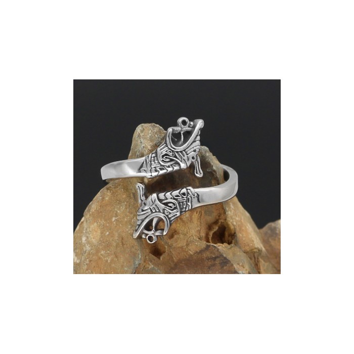 Asgard Crafted Handcrafted Stainless Steel Adjustable Jormungand Ring
