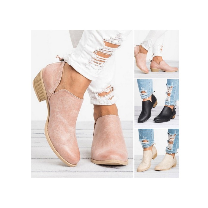 Autumn Women Shoes Retro High Heel Ankle Boots