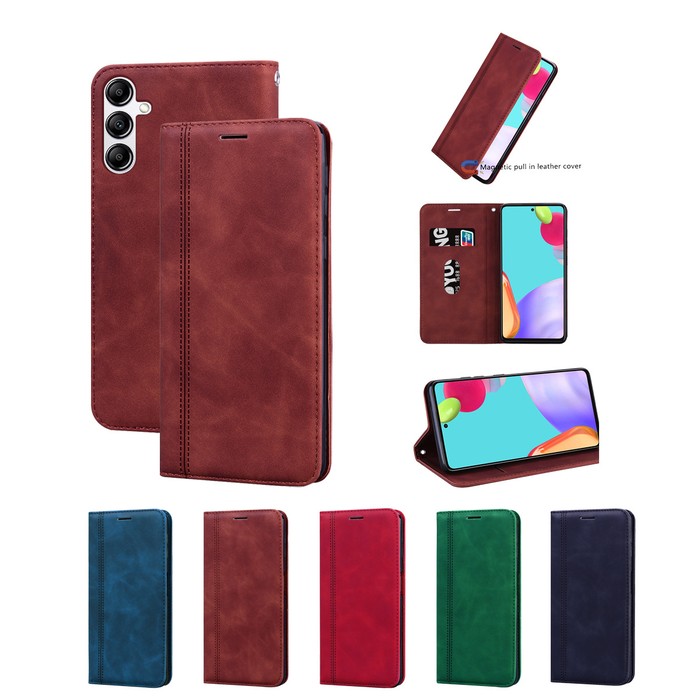 Business Mobile Phone Leather Case Suction Frosted Card Flip