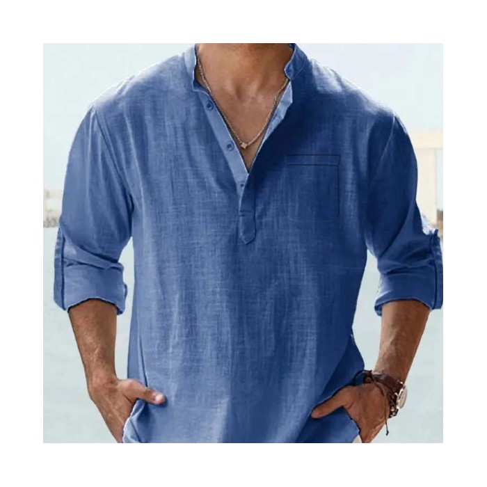 Casual Men's Loose Fitting Shirt With Long Sleeves