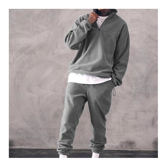 Casual Stand Collar Thickened Long-sleeved T-shirt Loose-fitting Pullover Men's Suit