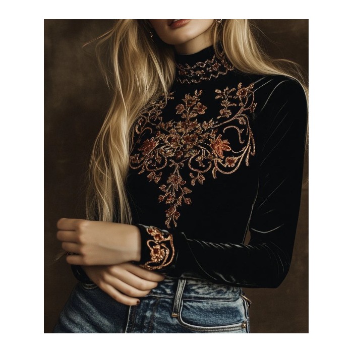 Casual Turtleneck Slim-fit Long-sleeved Top