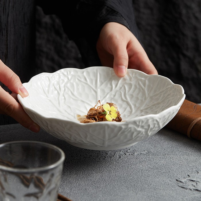 Ceramic Cabbage Noodle Bowl Soup Bowl Household High-grade Irregular