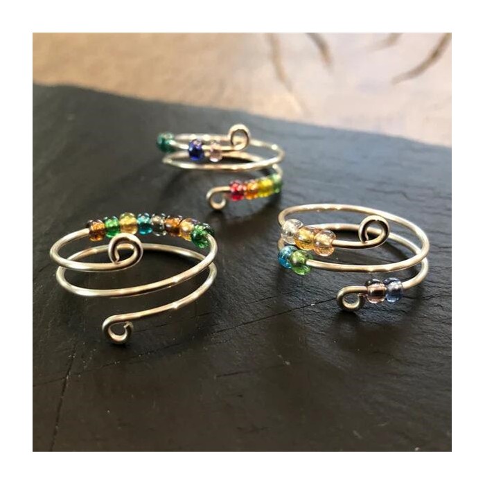 Colorful Beads Free Spins Fidget Anti Stress Anxiety Ring