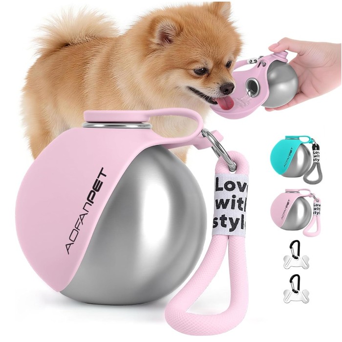 Creative Portable Outdoor Pet Stainless Steel Water Cup Small Dog Water Bottle Convenient Dog Drink Dispenser Puppy Travel Portable Water Bowl Pet Products