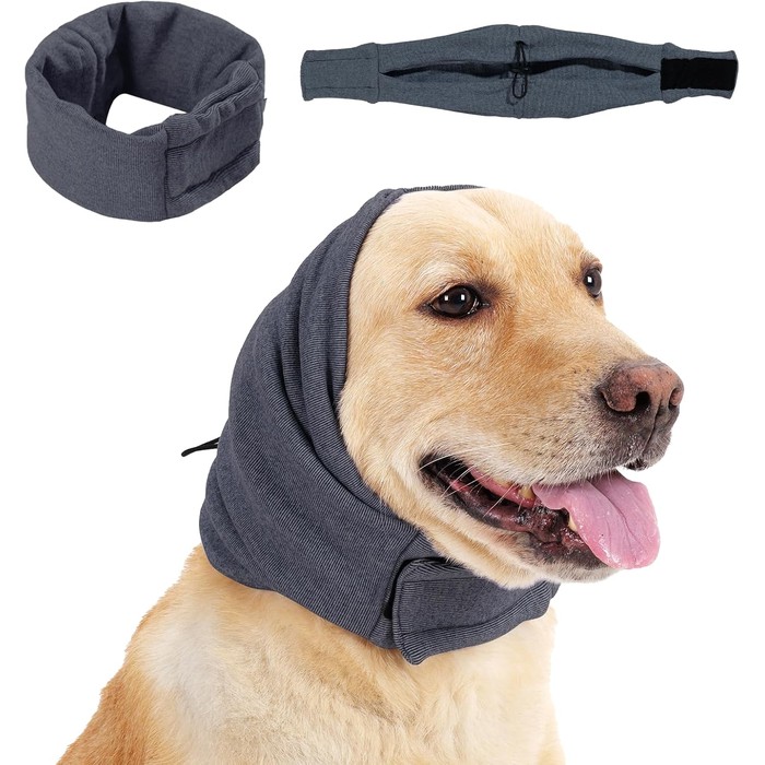 Dog Calming Hoodie No Flap Shake Ear Wraps For Dogs Adjustable Dog Ear Muffs For Noise Protection, Ear Wrap Head Cover For Dog Head Warp Anxiety Relief, Hematoma, Grooming And Force Drying