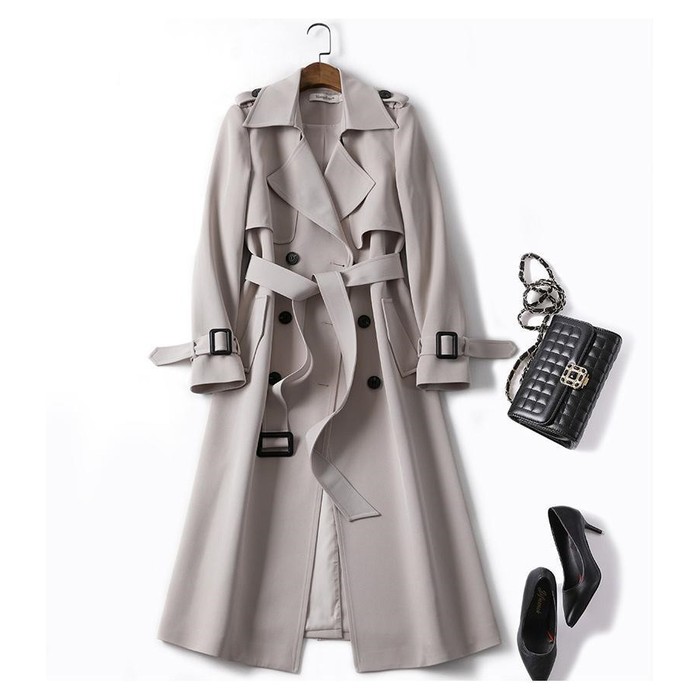 Double-breasted Mid-length Tie Trench Coat
