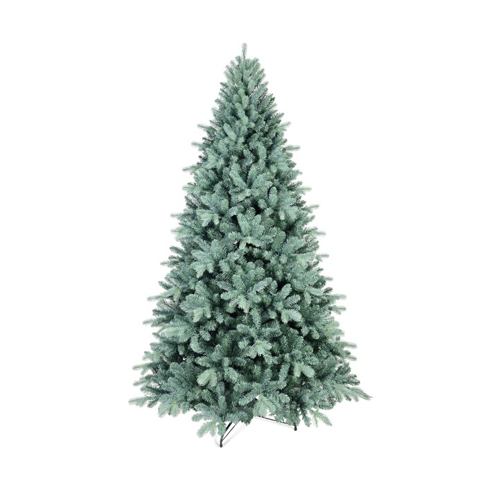 Dropship Artificial 8ft Blue Green Tint Christmas Tree With 2458 PE PVC Mixed Branch Tips, Memory Wire Iron Wire, Hinged Premium & Foldable Base For Indoor Holiday Decorating Dropship Artificial 8ft