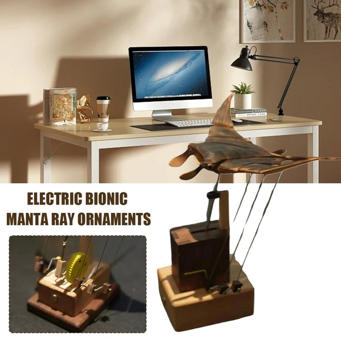 Electric Bionic Manta Ray Ornaments Animal Figurines Handmade Manta Ray Swimming Motion Figures Realistic Sculptures For Porch Indoor Shelf Office Holiday Birthday