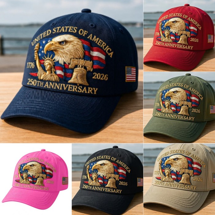 Embroidered American Eagle Head Baseball Cap - America 250th Anniversary Commemorative Design - Cotton Blend Adjustable Snapback Hat For Men And Women