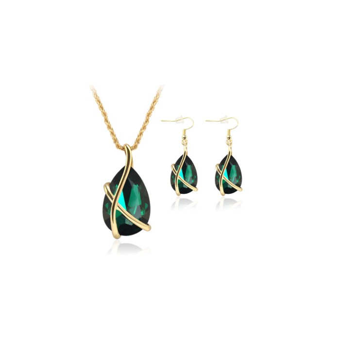 Europe and the United States cross-border e-commerce jewelry set pendant necklace earrings nostalgic crystal holiday party wedding supplies
