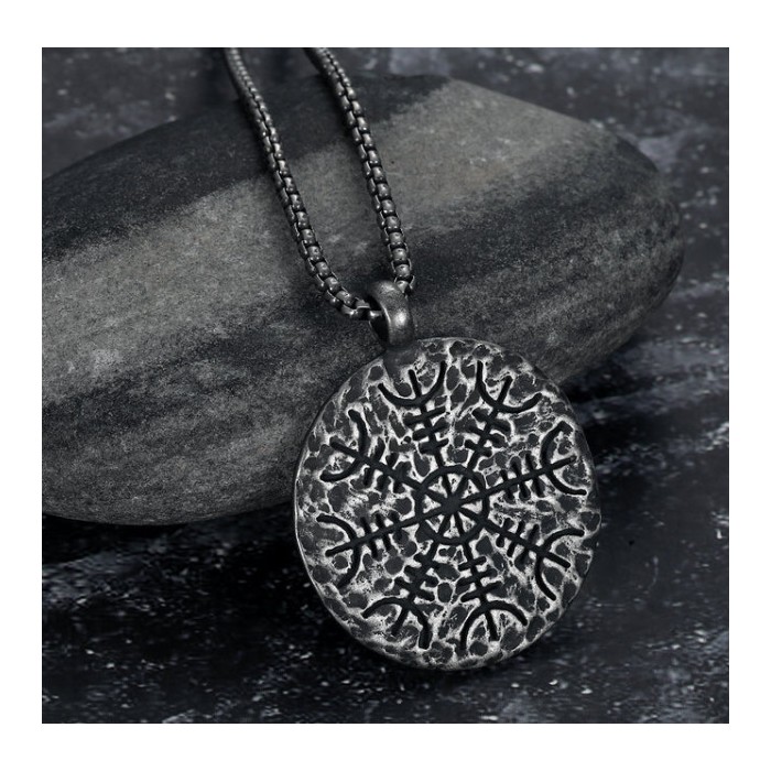 European And American Titanium Steel Men's Retro Viking Myth Pendant Metal Necklace