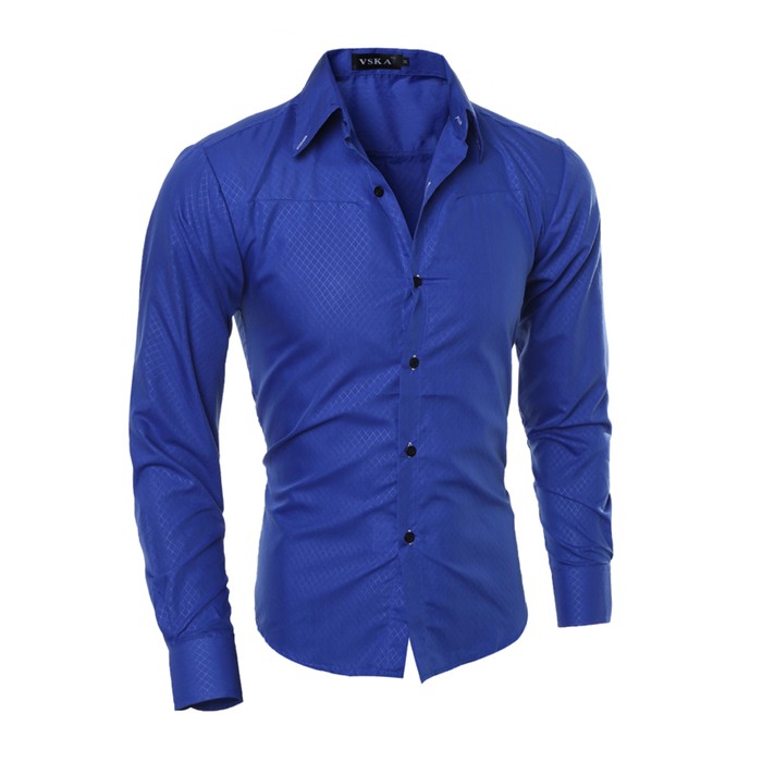 Fashionable diamond plaid men's long sleeve shirt