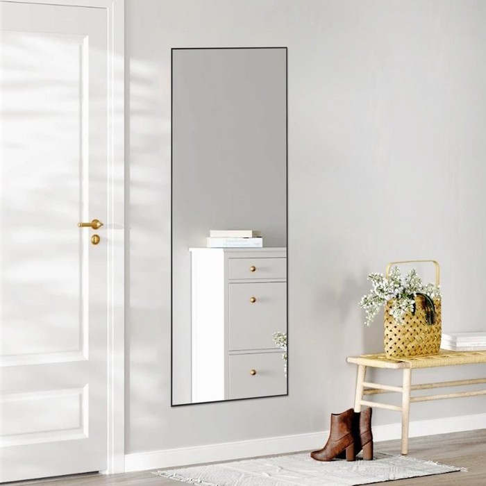 Floor Standing Mirror, Wall Mirror With Stand Aluminum Alloy Thin Frame
