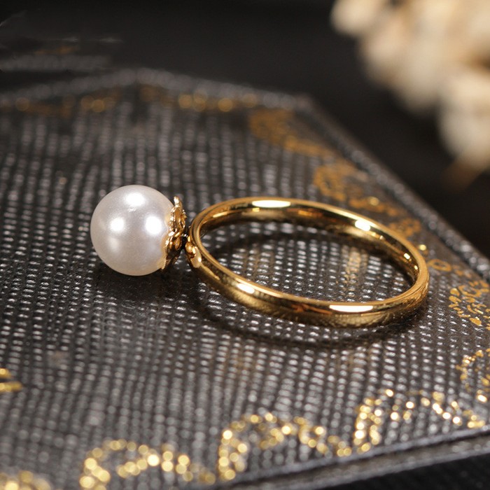 Gold-plated Pearl Ring Simple Special-interest Design