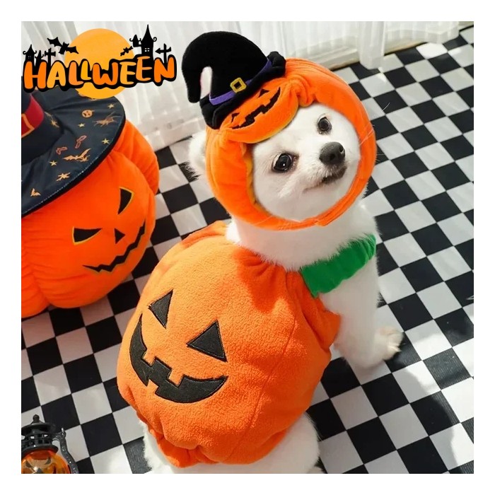 Halloween Pumpkin Vest For Dogs Cats Festive Pet Costume Harness Funny Thanksgiving Christmas Apparel For Small Animals Clothing