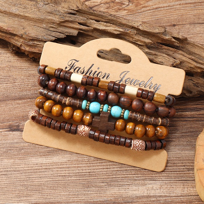 Handmade Beaded Men's Retro Fashion Turquoise Five-piece Set