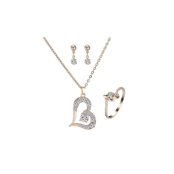 Heart Pendant Jewelry Set Rhinestone Jewellery