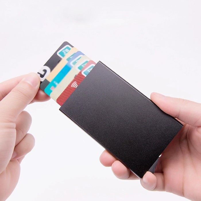 High-grade Alumina Mult-card Holder Solid Color Automatic Pop-up Anti-theft Bank Card Box