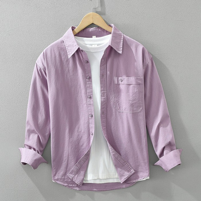 Japanese Style Simple Long Sleeve Shirt Men's New Fashion Casual