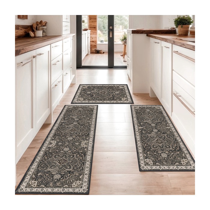 Kitchen Rug Sets Of 3 Washable Boho Kitchen Rugs And Runner Carpets Non Slip Kitchen Area Rug For Laundry Room Entryway Hallway