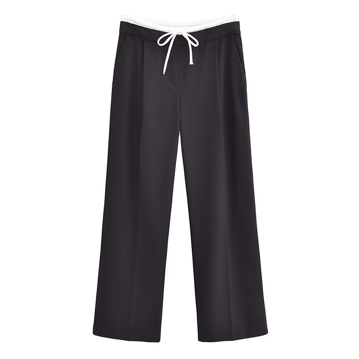 Knot Design Lace-up Side Zip Casual Trousers