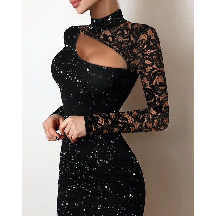 Lace Cutout Fashion Dress