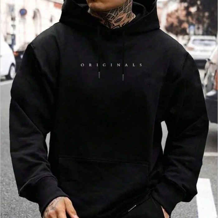 Letter Printed European And American Plus Velvet Hooded Sweater
