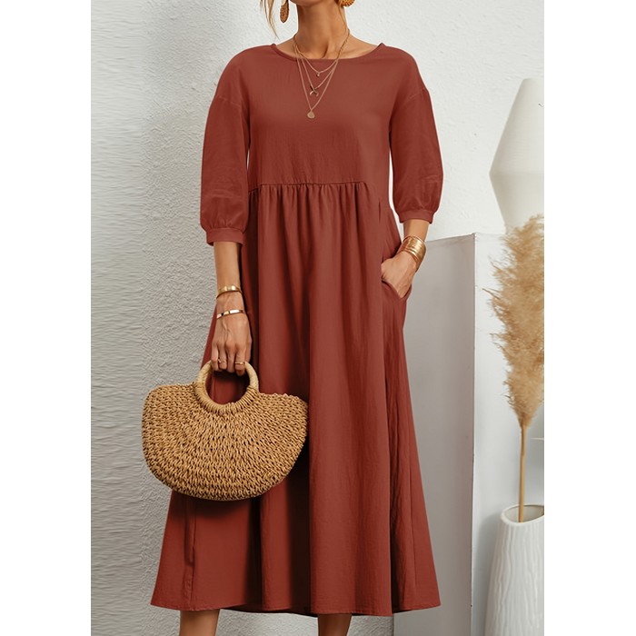 Long Dress With Mid-sleeve