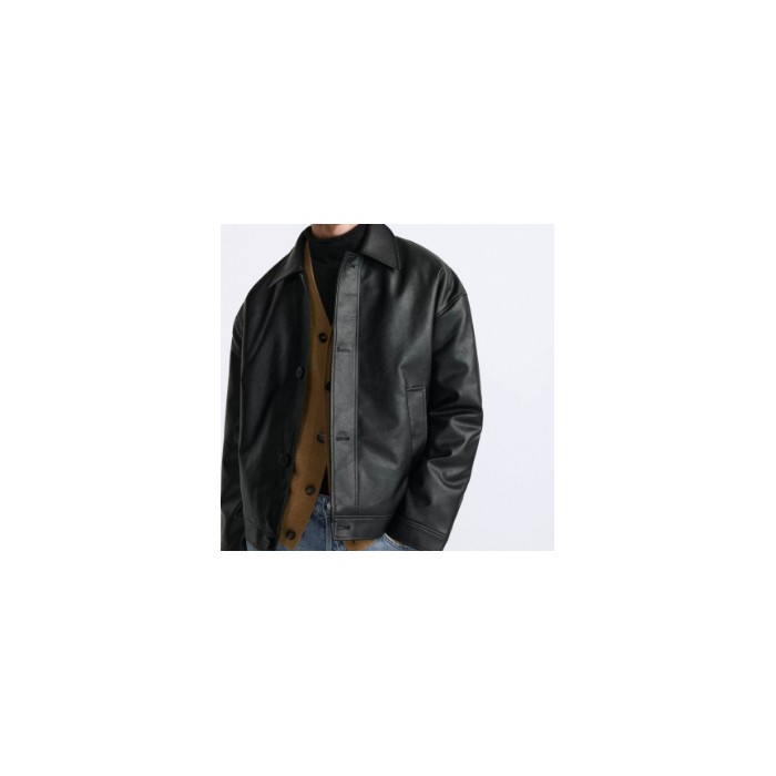 Men's Faux Leather Square Jacket