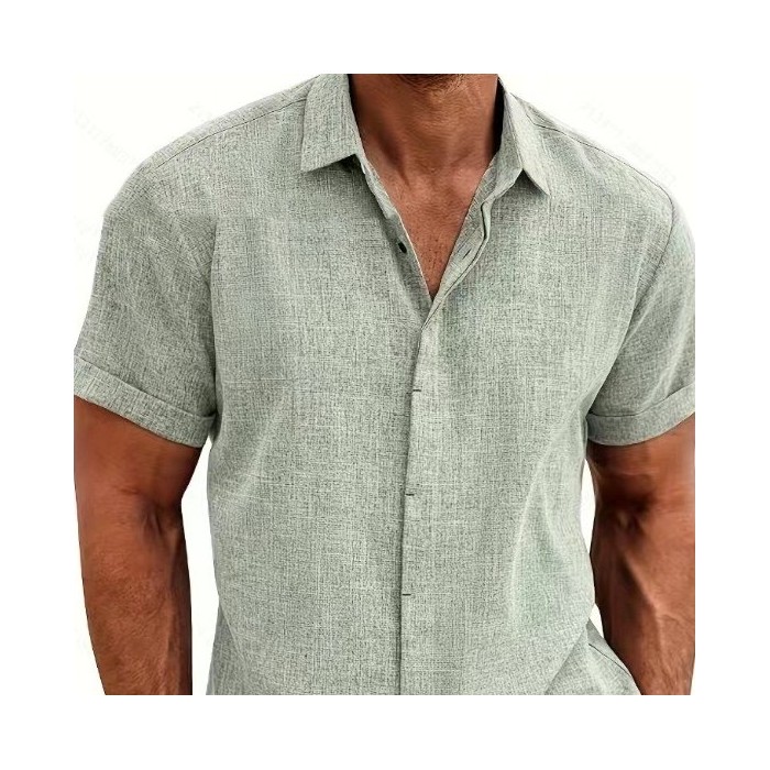 Men's Linen Short Sleeved T-shirt Loose Fitting